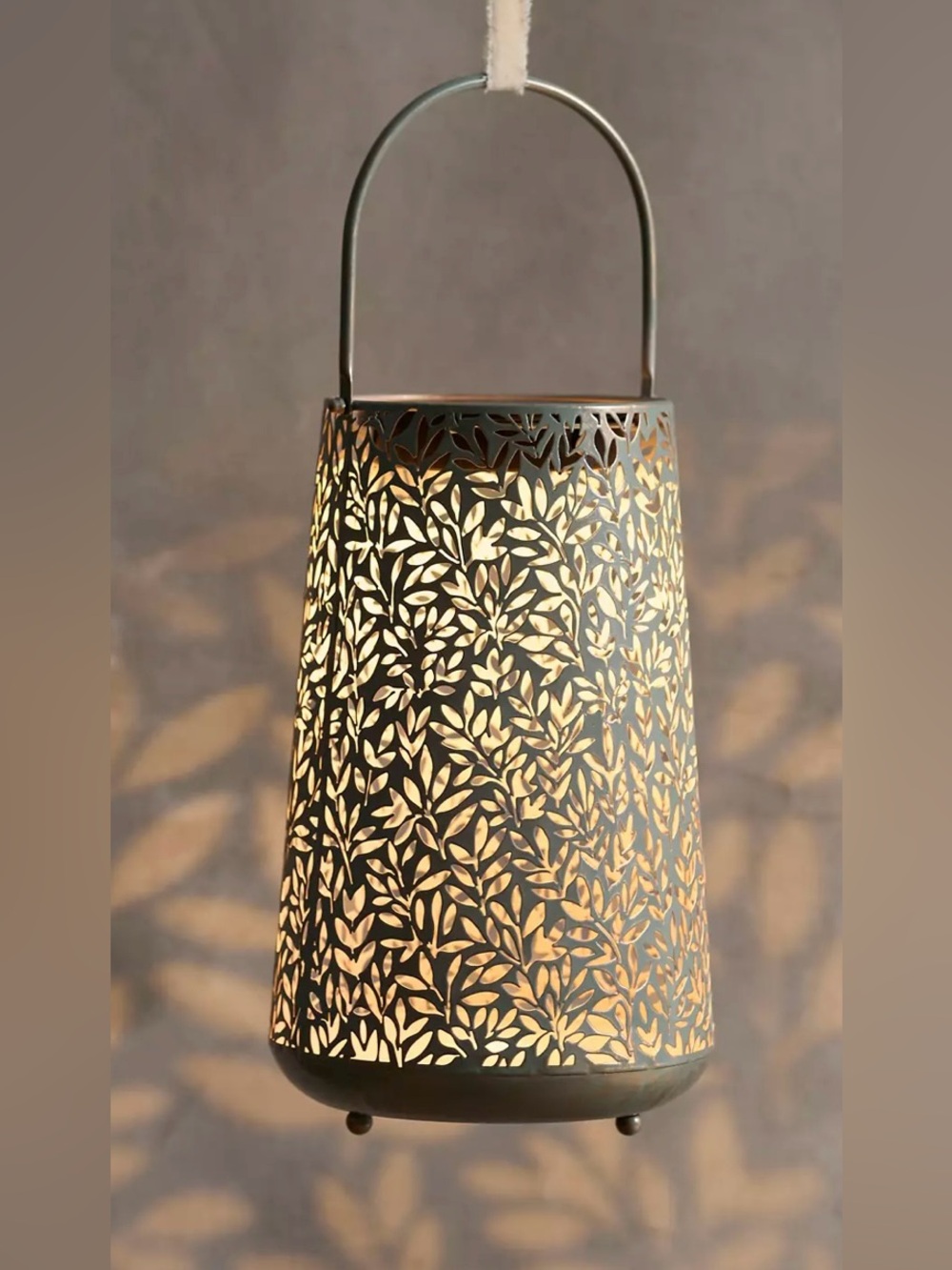 Anthropologie Terrain Perforated Foliage Solar Lantern NEW